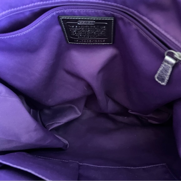 Coach Poppy Op Art Logo Glam Leather Silver Black Tote - Picture 5 of 13